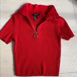 Red sleek forever 21 collared shirt